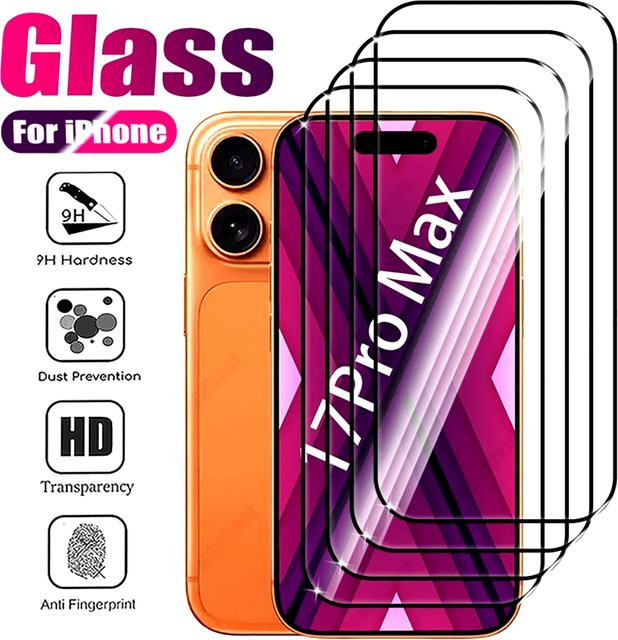 DIXSG 4er-Pack Ultra-Klares Panzerglas Displayschutzfolie für iPhone 11 bis iPhone 17 Pro Max, Transparent - Bild 1
