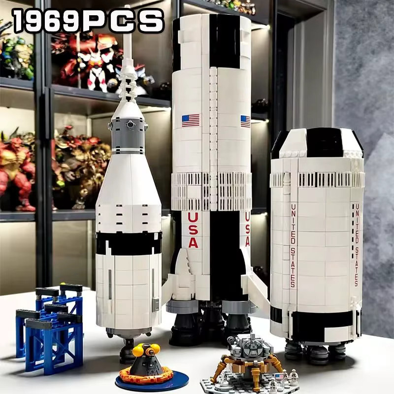 LIEI Apollo Saturn 5, Weltraumraketen-Serie, Modellbausatz, 1969 Teile - Bild 6