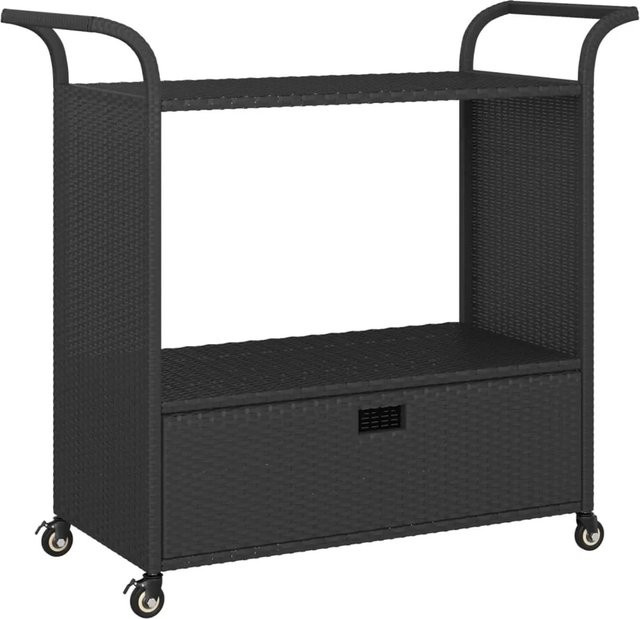 vidaXL Barwagen mit Schublade in Schwarz aus Poly-Rattan und Metall, B/T/H: 100 x 45 x 97 cm - Bild 1
