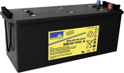 GNB Sonnenschein Solar-Block SB12/100A NGSB120100HS0CA Solaarakku 12V 100Ah Blei-Gel Schwarz B/H/T: 51,3 x 22,3 x 18,9 cm Konuspol - Bild 1