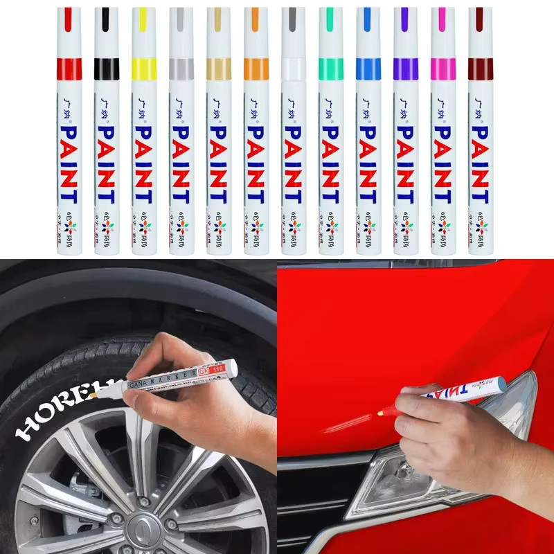 Set aus 12 bunten permanenten Ölfarben-Markern, wasserfeste Markierstifte mit Bullet-Spitze für Gummi, Stoff und Metall - Bild 2