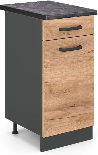 Vicco Küchenunterschrank R-Line Goldkraft Eiche Anthrazit B/T/H: 40 x 60 x 81,6 cm - Bild 1