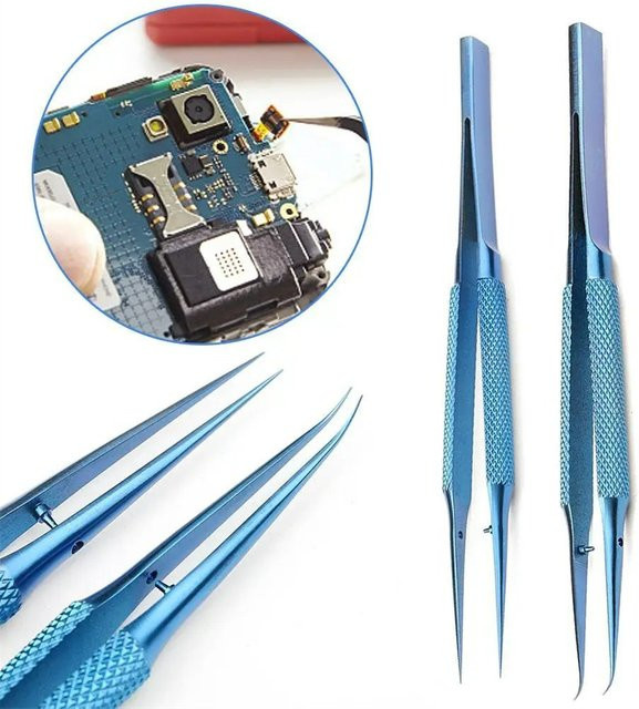 Antimagnetische Präzisionspinzette aus blauer Titanlegierung für die professionelle Elektronikreparatur - Bild 1