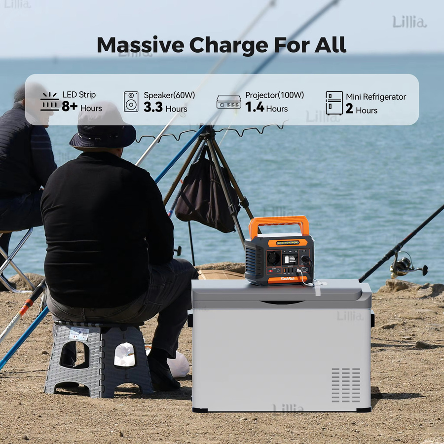 Flashfish P66A Tragbare Powerstation mit 144,3Wh Lithium-Ionen-Akku, 200W AC Spitzenleistung 300W, Solargenerator mit QC3.0 Typ-C und LED-Handlampe für Outdoor, RV und Reise - Bild 3