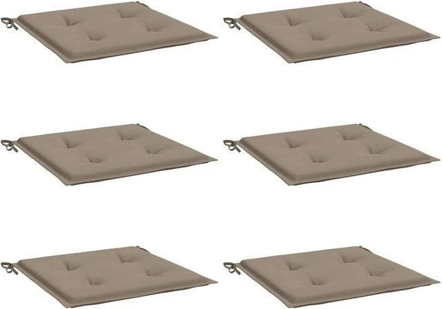 6er Set vidaXL Gartenstuhl-Kissen aus wasserabweisendem Oxford-Gewebe, Farbe: Beige, B/T/H: 40 x 40 x 4 cm - Bild 1