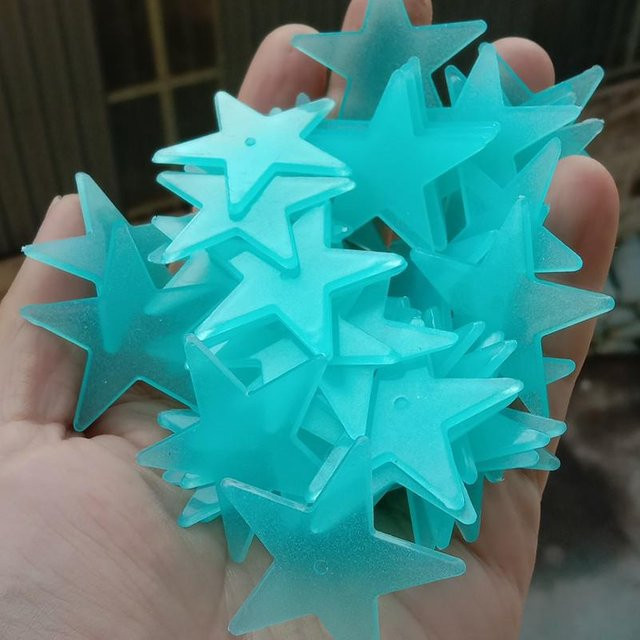 50 Stück Mango Event 3D Sternenlicht Leucht-im-Dunkeln Wandaufkleber in Blau, Durchmesser: 3,8 cm - Bild 1