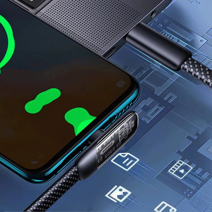 VBNM USB-C Kabel mit 90-Grad-Winkel, 60W Schnellladefunktion und Datenübertragung, schwarz, nylon-geflochten - Bild 3