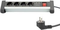 Digitus DA-70614 Office-Steckdosenleiste 4-fach mit 2x USB in Aluminium Alusilber und Schwarz - Bild 1