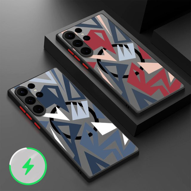 Magnetische Handyhülle mit geometrischem Druck für Samsung Galaxy S25 Edge S24 Plus S23 S22 Ultra S24 S23 FE A56 A36 A26 A16 A55 A35 in Schwarz - Bild 1