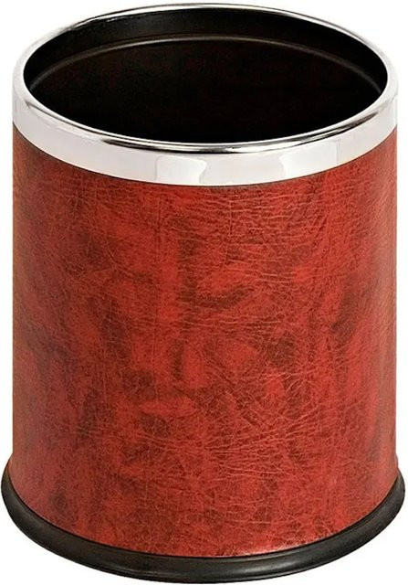 PROREGAL Doppelwandiger Papierkorb in Lederoptik mit mattem Edelstahlrand, Farbe Bordeaux, H: 27,5 cm, Ø: 22,5 cm - Bild 1