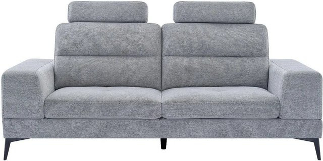 Udalio Sofa Grau ohne Schlafmöglichkeit mit verstellbarer Kopfstütze und Dekokissen, Breite: 215 cm, Höhe: 86 cm, Tiefe: 123 cm - Bild 1