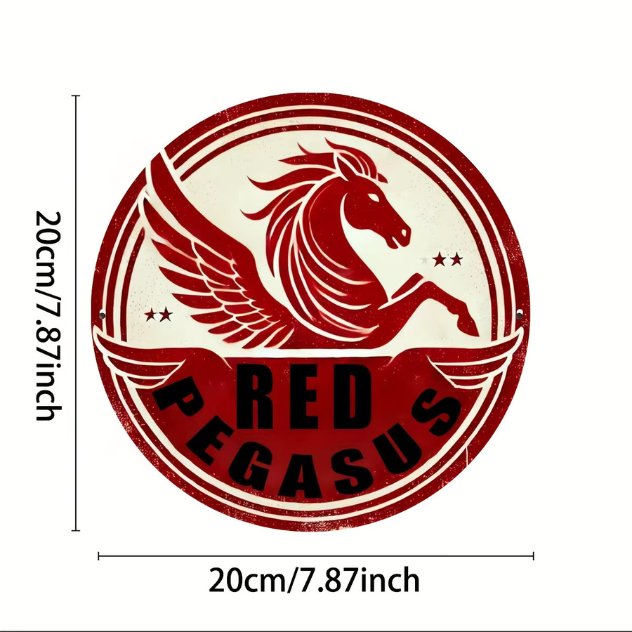 Potdemiel Vintage Metallschild Roter Pegasus aus Aluminium, B/H: 19,81 x 19,81 cm - Bild 3