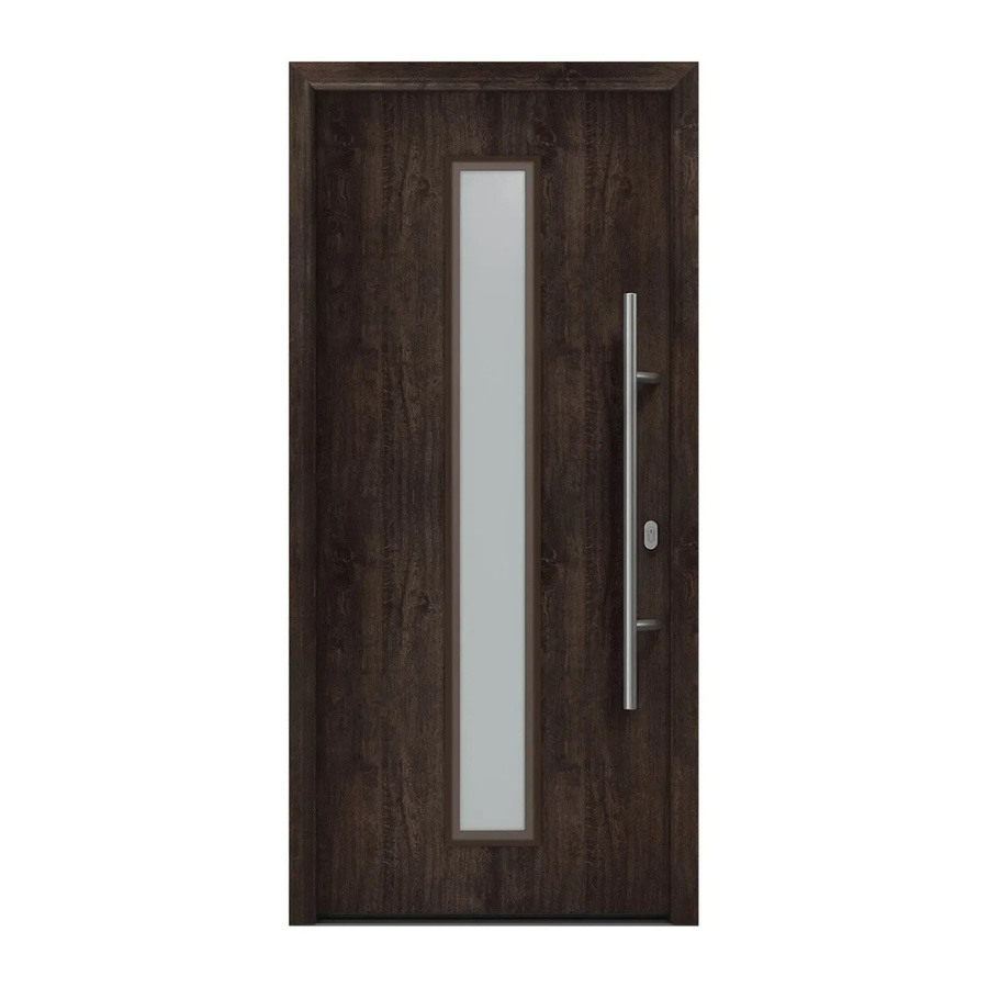 EcoStar Haustür Isopro IP 020S in Eiche Dunkel mit Glaseinsatz, modern, B/H: 110 x 210 cm, DIN Rechts - Bild 2