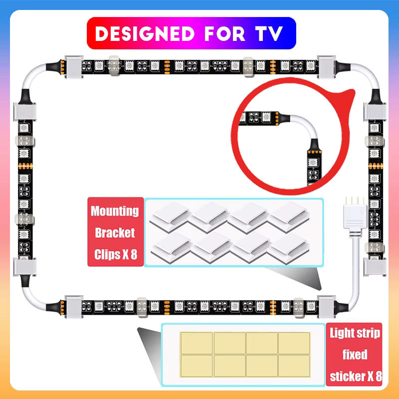 Acosh Neon RGB LED-Hintergrundbeleuchtung für TV, wasserdichter USB LED-Streifen mit Fernbedienung, Multicolour, 5V - Bild 2