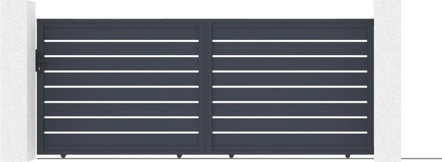 Casanoov Elektrisches Schiebetor Vogel aus Aluminium mit Schiebetorantrieb Ranger C300 in Anthrazit und Grau, B: 400 cm, H: 160 cm - Bild 1