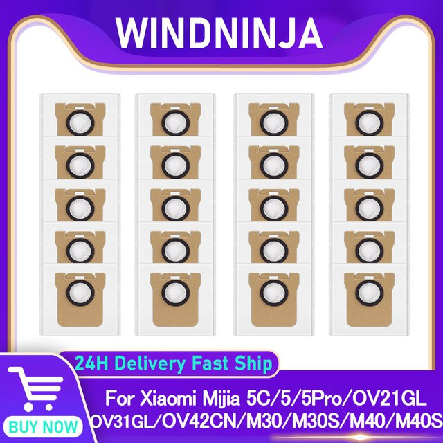 WINDNINJA Staubbeutel Ersatz für Xiaomi Mijia 5/5C/5Pro/M30/M30S/M40/M40S/OV21GL/OV31GL/OV42CN Roboter Staubsauger Einweg Taschen Zubehör - Bild 1