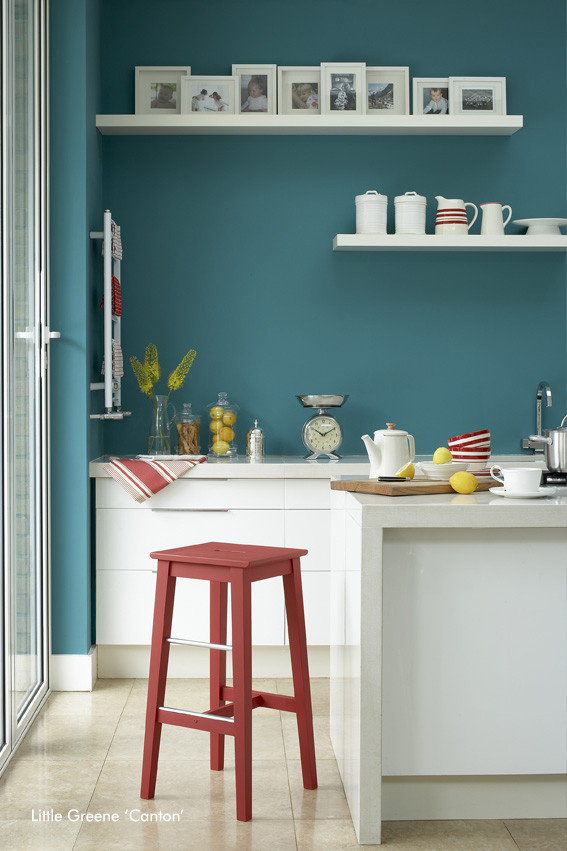 Little Greene Absolute Matt Emulsion Wandfarbe Canton 94 in Türkis und Blau, 1 l - Bild 1