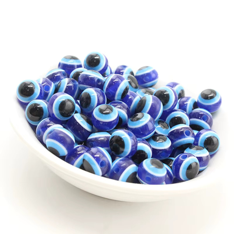 Blaue runde Perlen, böse Augen, 4/6/8mm, 1000er Paket - Bild 2