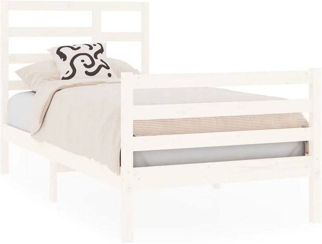 vidaXL Massivholzbett aus Kiefernholz in Weiß, Modernes Singlebett für Kinder, B/T/H: 90 x 190 x 96 cm - Bild 1