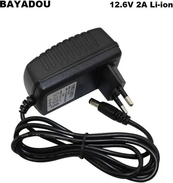 BAYADOU Lithium Li-Ion Lipo Ladegerät 12V Wandladegerät für 3S 10,8V 11,1V Akkus mit LED-Monitor und DC-Anschluss, Schwarz - Bild 1