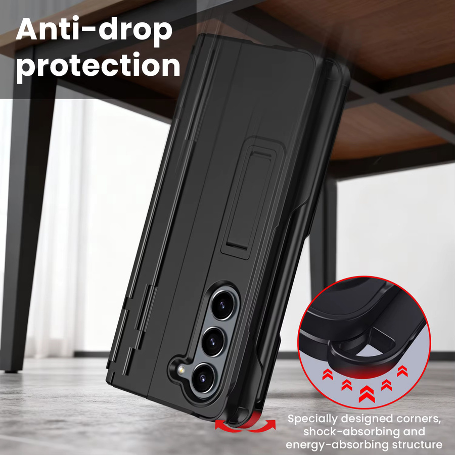 Samsung Klapphülle mit Ständer, Stylus und gehärtetem Glas für Fold7, Fold6, Fold5, Fold4, Fold3 in Schwarz - Bild 4