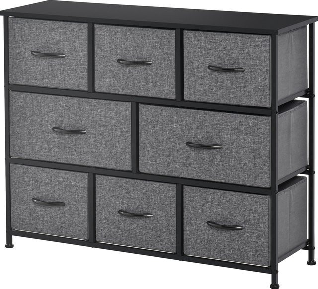 HOMCOM Kommode mit 8 Schubladen aus Stoff in Dunkelgrau mit Metallgestell und modernem Design für Schlafzimmer und Wohnzimmer - Bild 1
