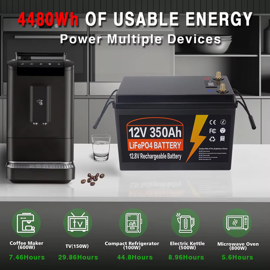 Likctt LiFePo4 Batterie mit integriertem BMS, Lithium-Eisenphosphat-Zelle für Wohnmobile, Golfcarts und Solar, Farbe: Schwarz - Bild 5