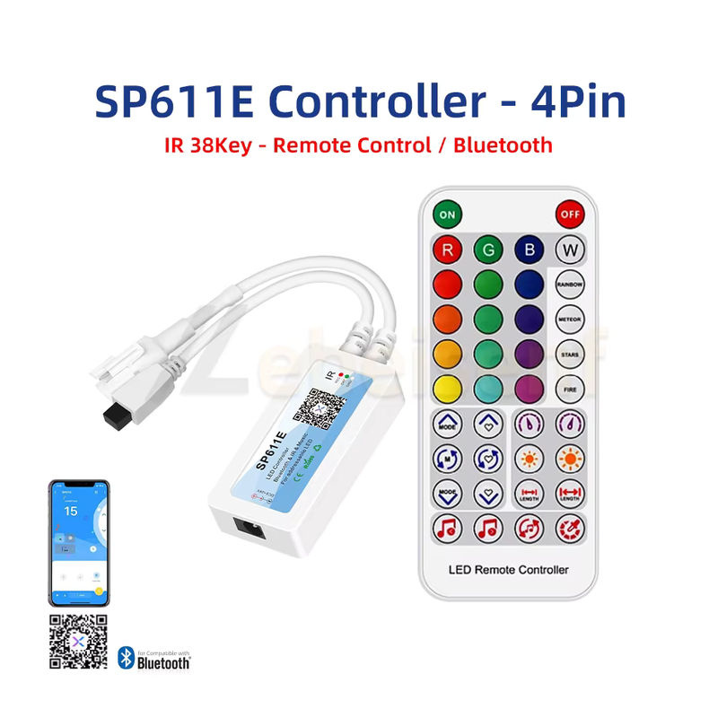 Lebeisenf WS2813 WS2815 Pixel LED-Streifen-Controller mit Bluetooth und RF-Fernbedienung, adressierbarer 4-poliger Mini-Dimmer für DC 5 V, 12 V und 24 V, Multicolor RGBIC Steuerung - Bild 2
