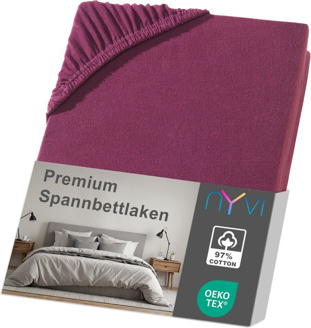 NYVI DreamScience Premium Spannbettlaken aus Baumwolle, Farbe: Bordeaux, B/T/H: 140 x 160 x 220 + 40 cm - Bild 1
