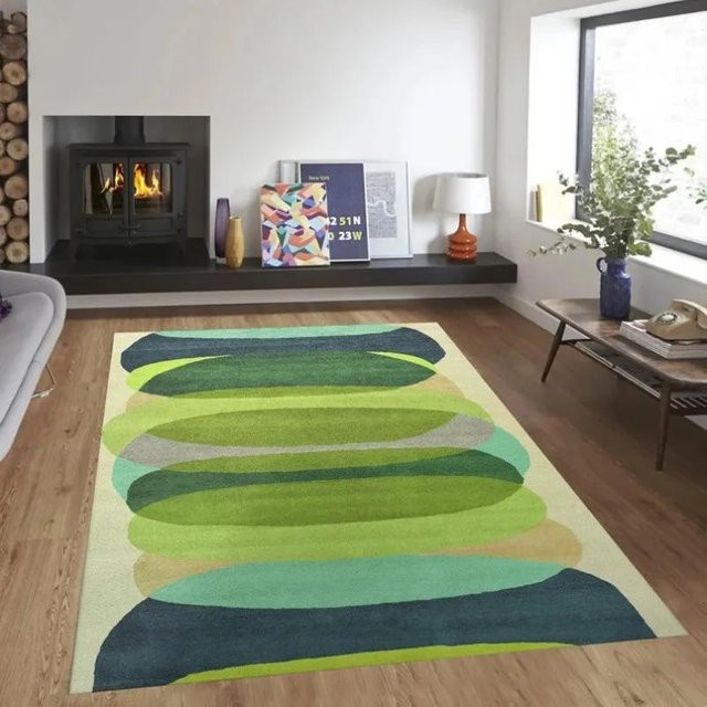 Karpetti Geometrischer Teppich in Gelb-Schwarz, Mid-Century Modern Design, Waschbarer Polyester Bereichsteppich, B/T: 80 x 120 cm - Bild 1