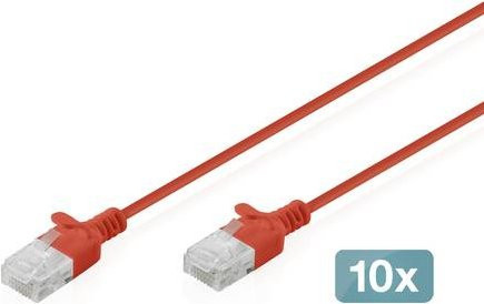 Digitus RJ45 Patchkabel CAT 6 U/UTP Ethernet LAN in Rot, Länge: 3 m - Bild 1