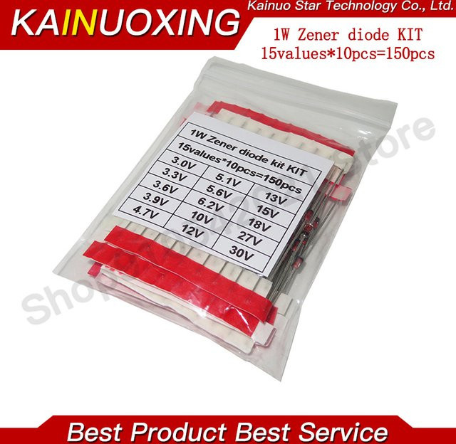 KAINUOXING Zenerdioden-Kit DO-41 mit 15 Werten und 150 Stück (3 V bis 30 V) für DIY-Elektronikprojekte - Bild 1
