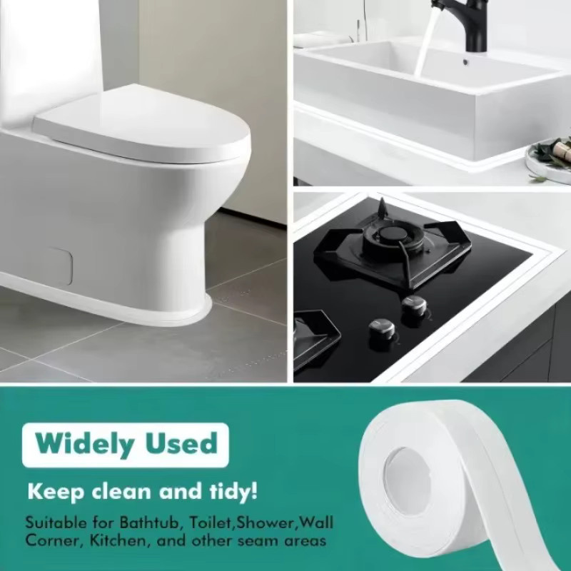 Selbstklebender PVC Eckdichtstreifen in Weiß für Waschbecken, Herd und Badewanne zur Abdichtung von Rissen in Küche und Badezimmer - Bild 3