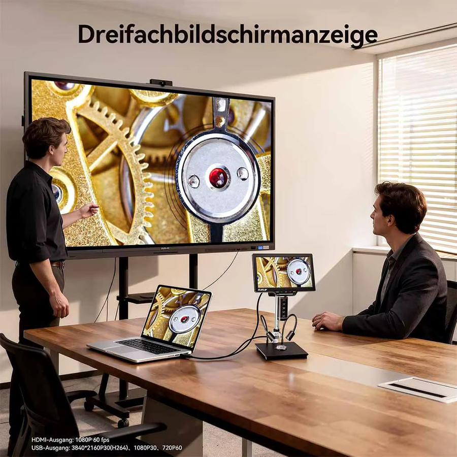 Elikliv EM3K-AF Digitalmikroskop 3K mit 10,1 Zoll Autofokus und HDMI-Anschluss für Elektronik-Reparatur in Schwarz inklusive 10-Zoll-Ständer - Bild 3