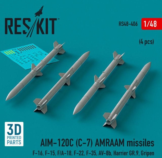ResKit Models AIM-120C (C-7) AMRAAM missiles, 4-teiliges Set, 1:48 - Bild 1