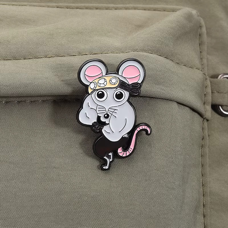 Brosche Emaille, Cartoon-Muskel-Maus, Legierung - Bild 2