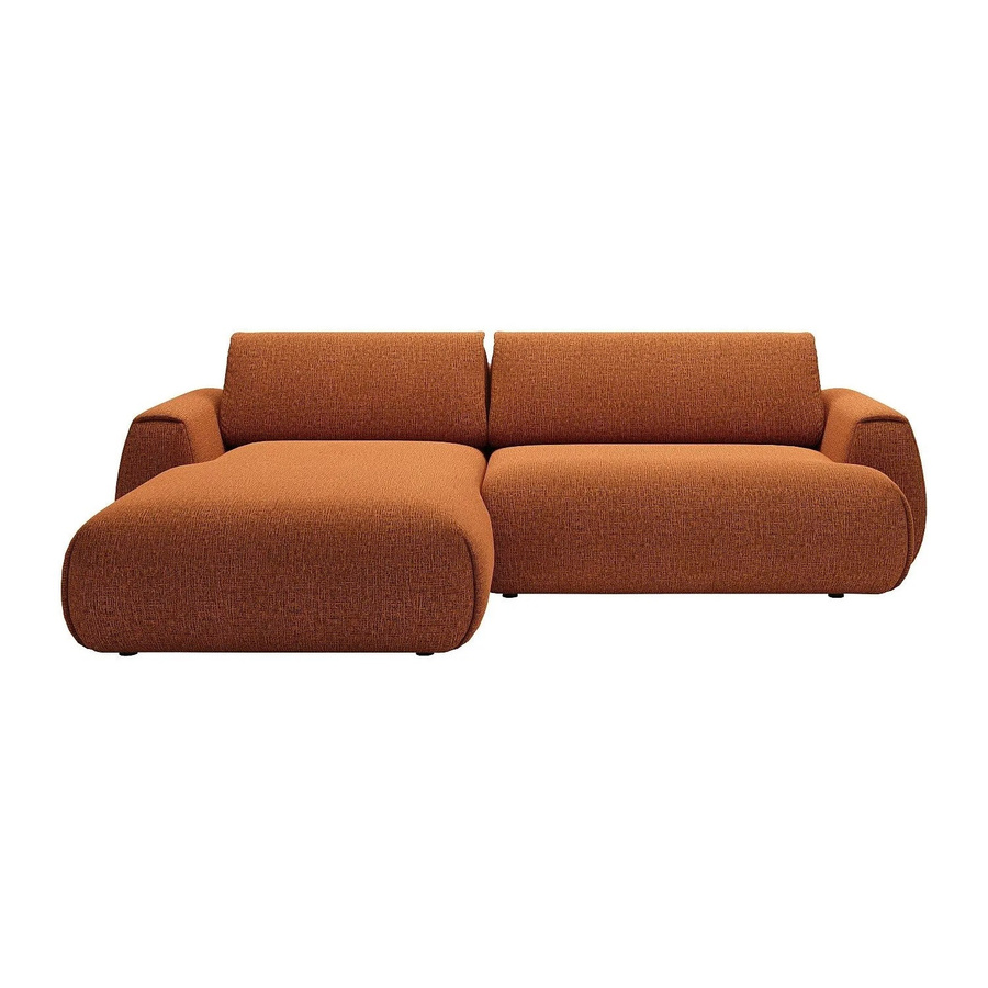 Vente-unique Schlafsofa Monelia in Terracotta mit L-Form und Schlaffunktion, Breite: 270 cm - Bild 2