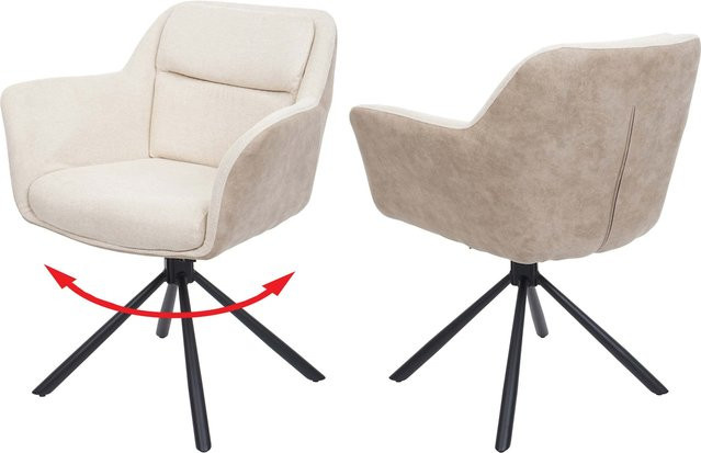 2er-Set MCW Esszimmerstuhl K33 in Beige mit Kunstleder und Armlehnen, drehbar - Bild 1
