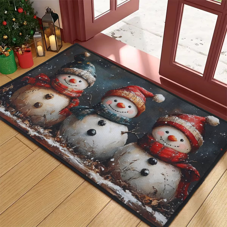 PATIMATE Weihnachtliche Schneemann Fußmatte für Outdoor und Zuhause, Wetterfest, Mehrfarbig - Bild 5