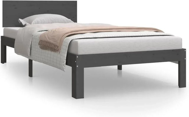 vidaXL Massivholzbett aus Kiefer in Grau, B/T/H: 90 x 200 x 93,5 cm - Bild 1