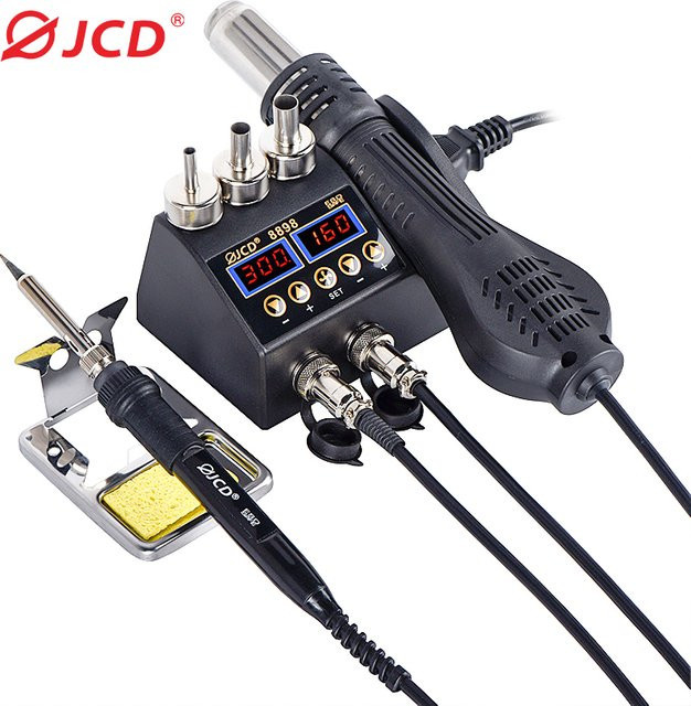JCD 2 in 1 Lötstation mit LCD-Digitaldisplay, 750 W Rework Station für BGA SMD PCB IC Reparaturen, Schwarz - Bild 1