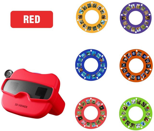 Linyi toy car, 3D Stereoskopischer Betrachter, mit 6 Rollen, Rot Blau Farbe, Tragbar - Bild 1