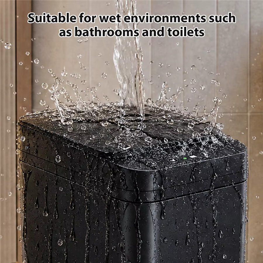 HGTUGO Automatischer Badezimmer-Mülleimer mit Deckel, 12L Intelligenter Mülleimer mit Bewegungssensor und Wasserdichtem Design, Schwarz - Bild 6