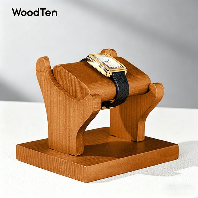 WoodTen Uhrenständer aus Holz in Braun als Schmuck-Präsentationsständer und Uhrenhalter für Uhrenarmbänder - Bild 1