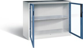 C+P Werkzeugschrank Acurado mit Türen und Schloss, Farbe: Front Fernblau, Korpus Lichtgrau, H x B x T: 100 x 120 x 50 cm - Bild 1