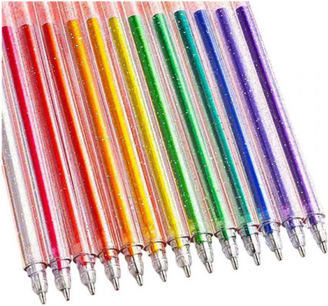 Bunter Glitzer-Gelstift im Aquarell-Stil mit fluoreszierender Wirkung für Studentenplaner und zum Schichten, Mehrfarbig - Bild 1