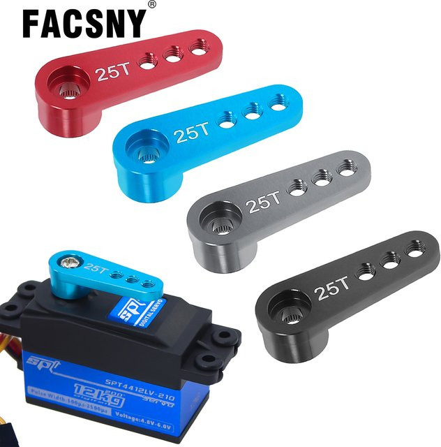 FACSNY Metall Erweiterte Servo Arm Lenkung Horn M3 3 Loch, Blau, Zubehör - Bild 1