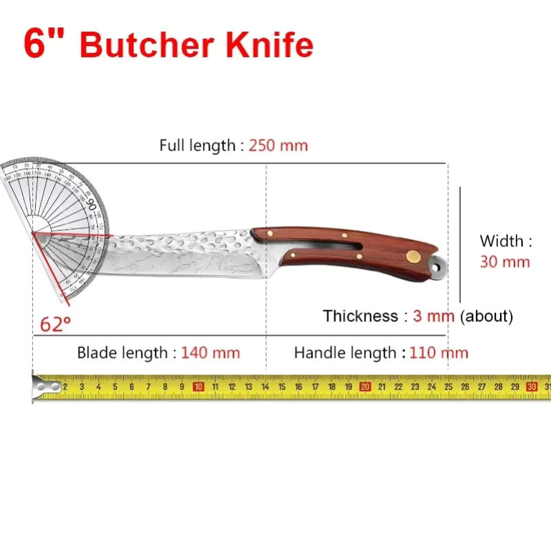 GuanQi Profi Boning Messer aus geschmiedetem Edelstahl in Silber mit Holzgriff - Bild 6