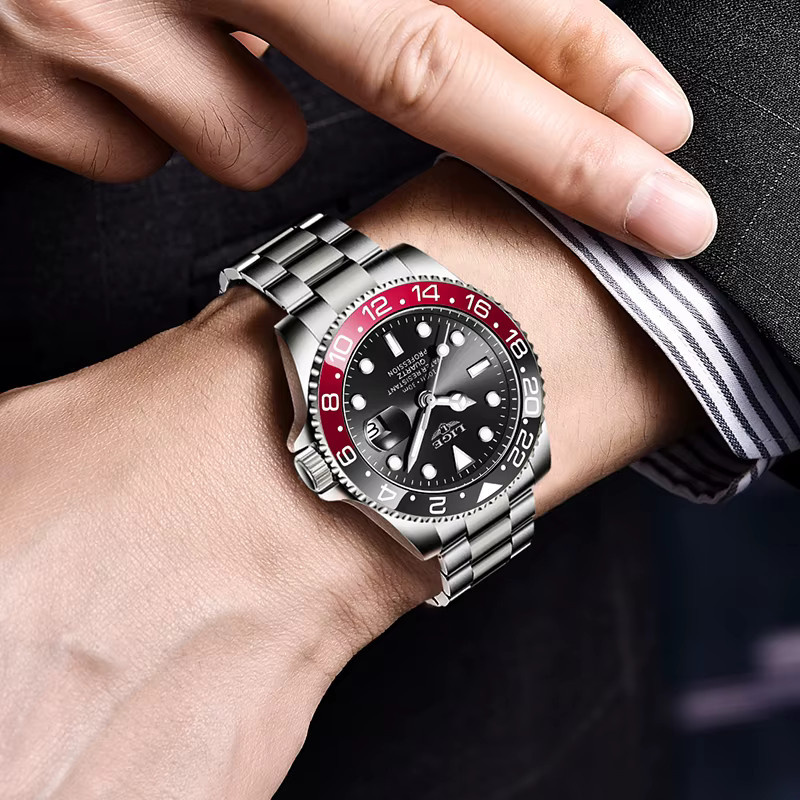 LIGE Armbanduhr Quarz, Edelstahl, Schwarz, Herren - Bild 6