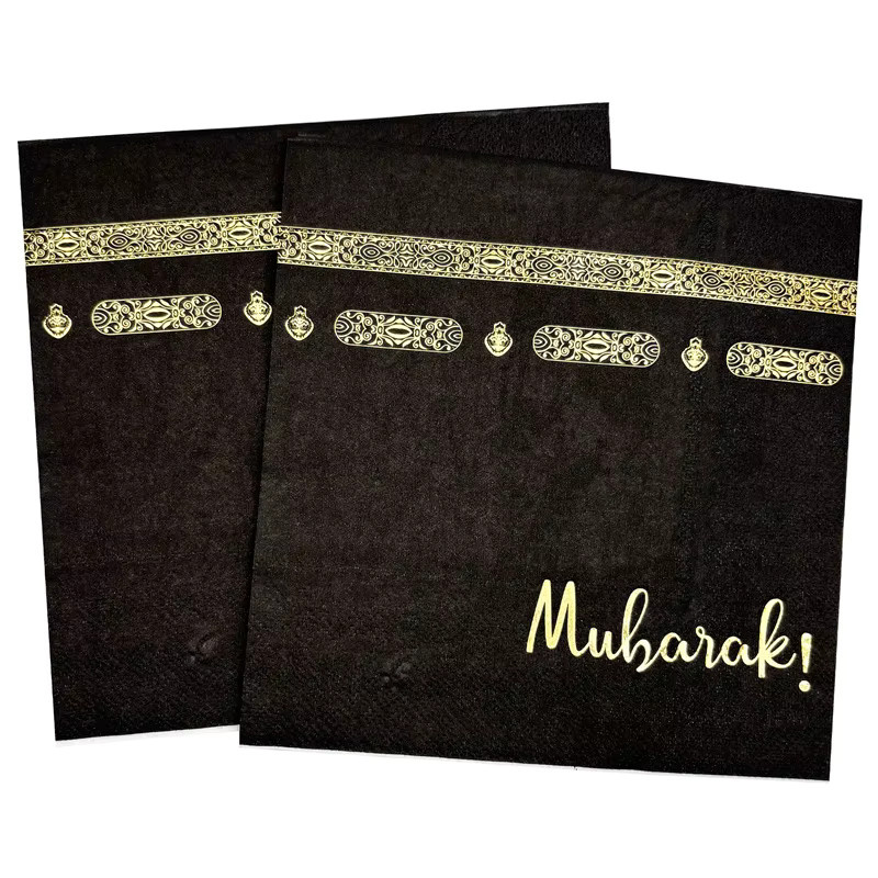 10 Stück Umrah Mubarak Papierservietten in Schwarz für Ramadan und Eid Mubarak Dekoration - Bild 6